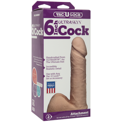 Фаллоимитатор Doc Johnson Vac-U-Lock - 6 Inch ULTRASKYN Cock White, диаметр 4,3см SO1560 фото