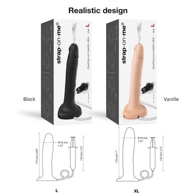 Кончающий фаллоимитатор Strap-On-Me Squirting Cum Dildo Realistic Black, диам. 3,5 см, силикон SO9015 фото