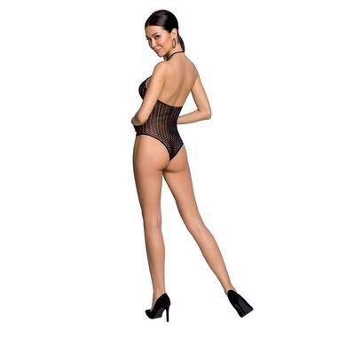 Бодістокінг з декольте Passion BS088 black, імітація корсетної шнурівки SO6382 фото