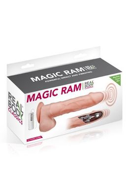 Фаллоимитатор-пульсатор с вибрацией Real Body - Magic Ram, диаметр 4см, движение вперед-назад SO1891 фото