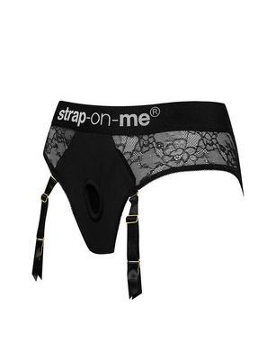 Кружевные трусы для страпона с подвязками для чулок Strap-On-Me DIVA HARNESS - XS SX2280 фото
