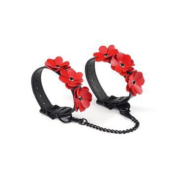 Поножи Liebe Seele Flower Rhythm - Black and Red Leather Flowers Hand Cuffs SX4840 фото