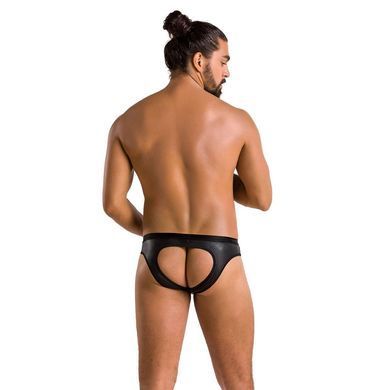 Мужские слипы с вырезами Passion 041 SLIP JOE L/XL Black, экокожа, открытые ягодицы SO7594 фото
