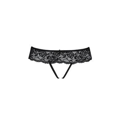 Мереживні стрінги з доступом Passion SENIA THONG S/M, black SO5380 фото