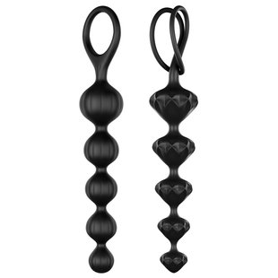 Набор анальных бус Satisfyer Beads Black, силикон, макс. диаметр 3,3 см и 3,5 см SO2740 фото