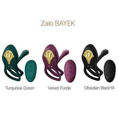 Смарт-ерекційне кільце Zalo - BAYEK Velvet Purple, подвійне з ввідною частиною, пульт ДК SO6645 фото