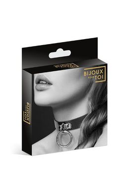 Чокер с кольцом для поводка Bijoux Pour Toi - FETISH Black, экокожа SO1879 фото