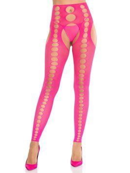 Колготки Leg Avenue Seamless Opaque Footless Suspender Hose One Size Neon Pink SX2764 фото