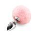 Металлическая анальная пробка М Art of Sex - Metal Butt plug Rabbit Tail Soft pink, диаметр 3,4 см