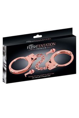 Металлические наручники Fetish Tentation Premium Chick wrist cuffs in rose-gold metal, розовое золото SX1091 фото