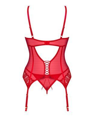 Комплект корсет и стринги Obsessive Ingridia corset & thong XL/2XL, красный SO9030 фото