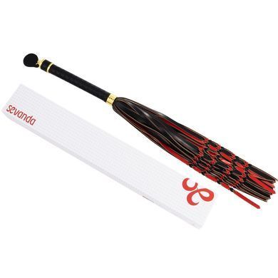 Флогер LOCKINK SEVANDA Red & Black Braided Tail Flogger, червоно-чорний, хвости з вузликами SX0876 фото