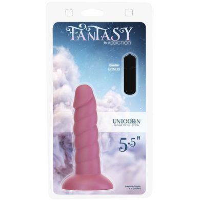 Фалоімітатор Fantasy by Addiction Unicorn Dildo 5.5&rdquo; Pink, віброкуля в подарунок