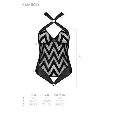Сетчатый боди с халтером и ритмичным рисунком Passion Hima Body S/M, black SO5347 фото