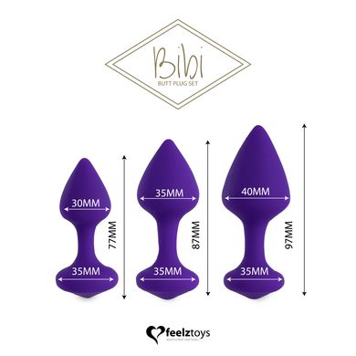 Набор силиконовых анальных пробок FeelzToys - Bibi Butt Plug Set 3 pcs Purple SO5064 фото