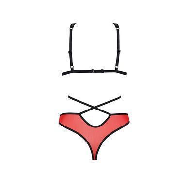 Комплект білизни Passion PEONIA SET S/M red, бра, трусики SO8467 фото