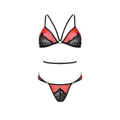 Комплект білизни Passion PEONIA SET S/M red, бра, трусики SO8467 фото