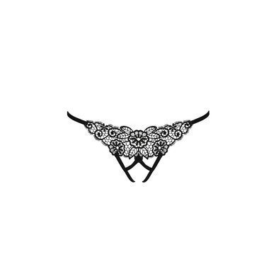 Трусики мереживні з доступом Passion Exclusive VIOLANTE THONG S/M, black PS24302 фото