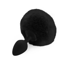 Силиконовая анальная пробка М Art of Sex - Silicone Bunny Tails Butt plug, цвет Черный, диаметр 3,5 SO6694 фото
