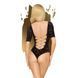 Боді Penthouse Salute Me S/L Black, імітація шнурівки на спині та декольте, геометричне плетіння SO6439 фото 2