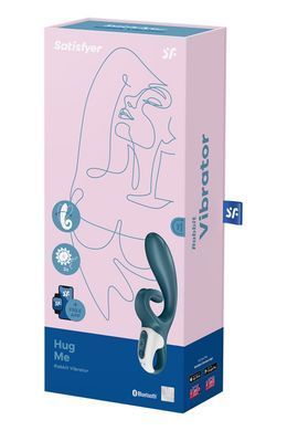 Смарт вібратор-кролик Satisfyer Hug Me Bluegrey, 2 мотори, діаметр 4,2см, широка кліторальна частина SO6273 фото