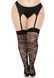 Чулки Leg Avenue Wild rose net thigh highs, 1X/2X, черные, широкая резинка, рисунок-розы SX1043 фото 1