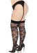 Чулки Leg Avenue Wild rose net thigh highs, 1X/2X, черные, широкая резинка, рисунок-розы SX1043 фото 4