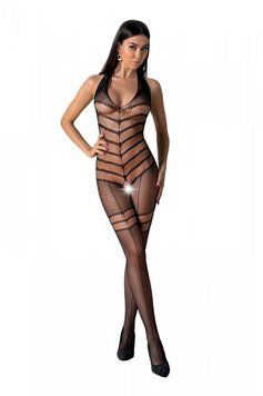 Бодистокинг с плетением на животике Passion BS100 One Size, black, декоративный шов, с доступом SO8941 фото