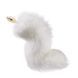 Металлическая анальная пробка с меховым хвостом LOCKINK SEVANDA White Fox-Tail Anal Rose-shape Plug