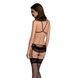 Комплект з відкритим доступом Passion DELIENA SET S/M black, ліф, стрінги, пояс для панчіх SO8422 фото 2