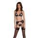Комплект з відкритим доступом Passion DELIENA SET S/M black, ліф, стрінги, пояс для панчіх SO8422 фото 1