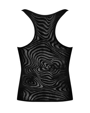 Чоловіча напівпрозора майка-борцовка з візерунком Obsessive T103 tank top S/M/L, чорна SO7311 фото