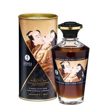 Разогревающее масло Shunga Aphrodisiac Warming Oil &ndash; Creamy Love Latte (100 мл) без сахара, вкусное SO2500 фото