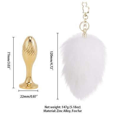 Металлическая анальная пробка &mdash; кроличий хвост LOCKINK SEVANDA White Bunny-Tail Anal Pear-shape Plug