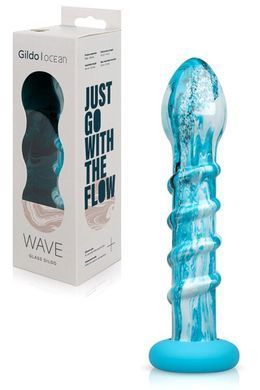 Скляний дилдо Gildo Ocean Wave, з силіконовою основою