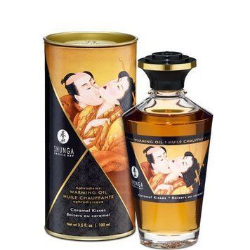 Разогревающее масло Shunga Aphrodisiac Warming Oil &ndash; Caramel Kisses (100 мл) без сахара, вкусное SO2501 фото