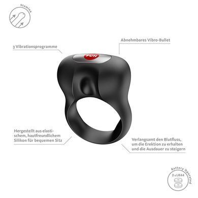 Ерекційне віброкільце Fun Factory Steady Black SX4232 фото