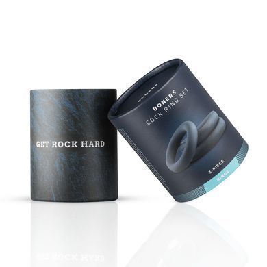Набір ерекційних кілець Boners 3-Piece Cock Ring Set &ndash; Grey, 3; 3,3 та 4,4 см SO8844 фото