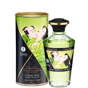 Разогревающее масло Shunga Aphrodisiac Warming Oil &ndash; Midnight Sorbet (100 мл) без сахара, вкусное SO2502 фото