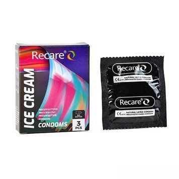 Презервативы Holographic Recare Ice Cream Big Dotted Condoms 3 шт, с пупырышками, аромат: мороженое