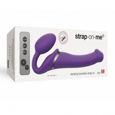 Безремневой страпон с вибрацией Strap-On-Me Vibrating Violet M диаметр 3,3см, пульт ДУ, регулируемый SO3825 фото