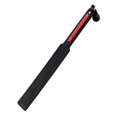 Паддл LOCKINK SEVANDA Braided-handle Spanking Paddle, чорно-червоний, гладенький, з плетінням на ручці SX0877 фото
