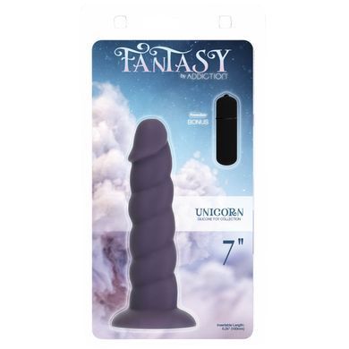 Фалоімітатор Fantasy by Addiction Unicorn Dildo 7&rdquo; Purple, віброкуля в подарунок