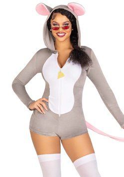 Комбинезон-костюм мышки Leg Avenue Comfy Mouse XS, с капюшоном SO9220 фото