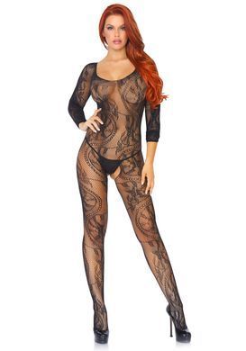 Бодистокинг Leg Avenue Swirl Lace Bodystocking One size Black, ажурная ткань, доступ SO8617 фото