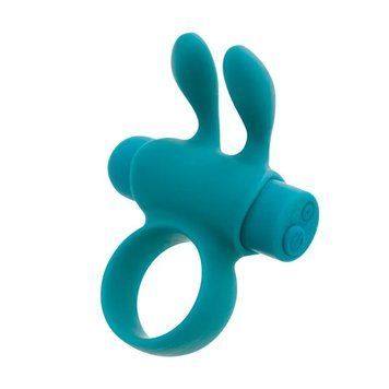 Эрекционное виброкольцо S Pleasures Premium Rabbit Ring бирюзовое, со съемной вибропулей и ушками SX4582 фото
