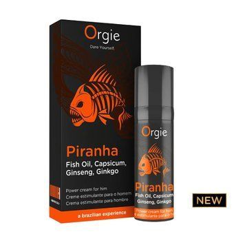 Крем для посилення ерекції Orgie Piranha 15 мл, жир піранії, женьшень, гінкго білоба та перець чилі SX4816 фото