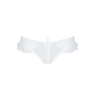Трусики в горошок, з рюшами та шнурівкою Passion FATIN THONG L/XL, white SO5343 фото