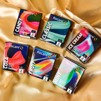 Презервативы Holographic Recare Color Fruit Flavour Condoms 3 шт, ароматы: мята, банан, клубника