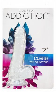 Прозрачный фаллоимитатор на присоске ADDICTION &mdash; Clear Dildo with Balls 7&Prime;, вибропуля в подарок SO5581 фото